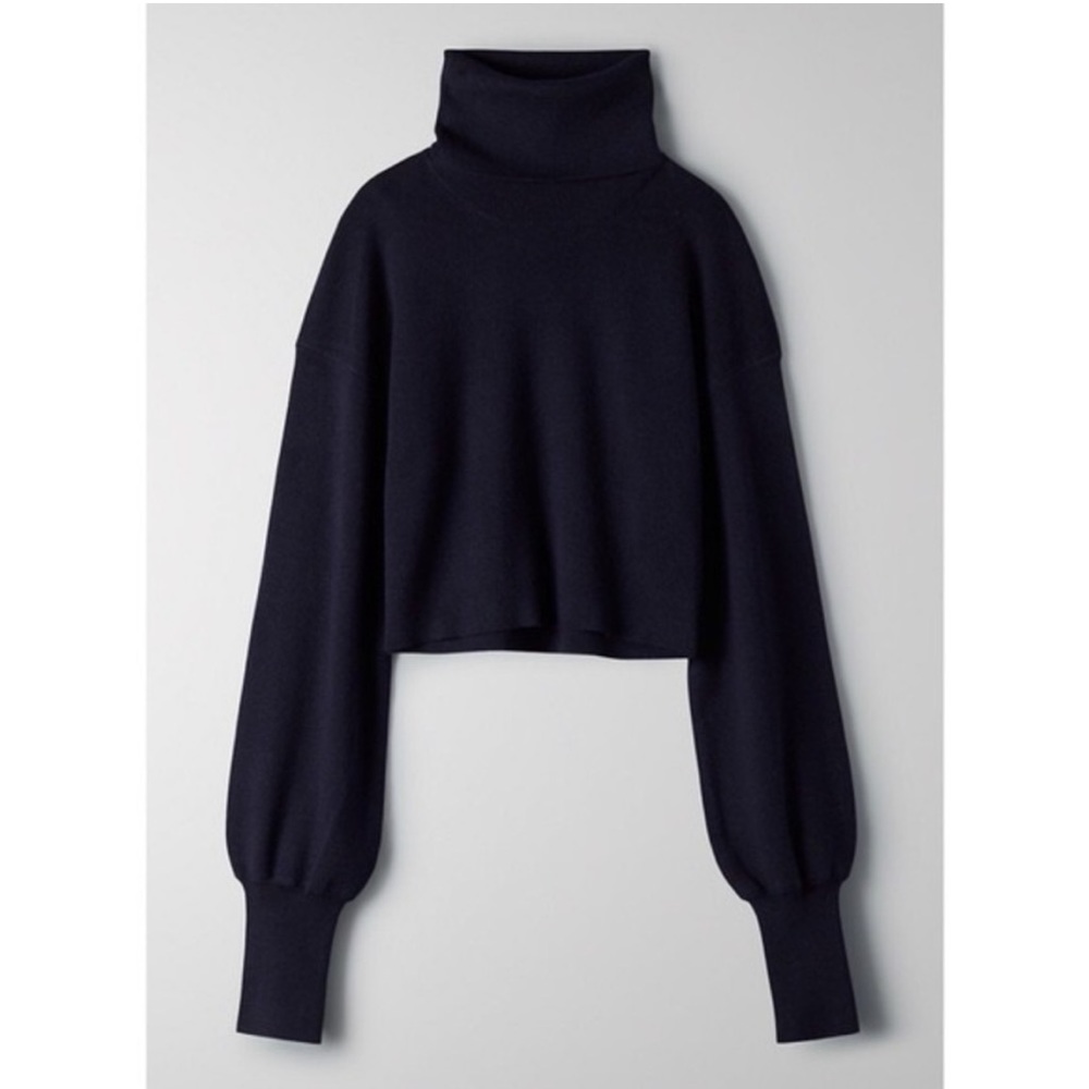 Aritzia Black Cropped Turtleneck Sweater
